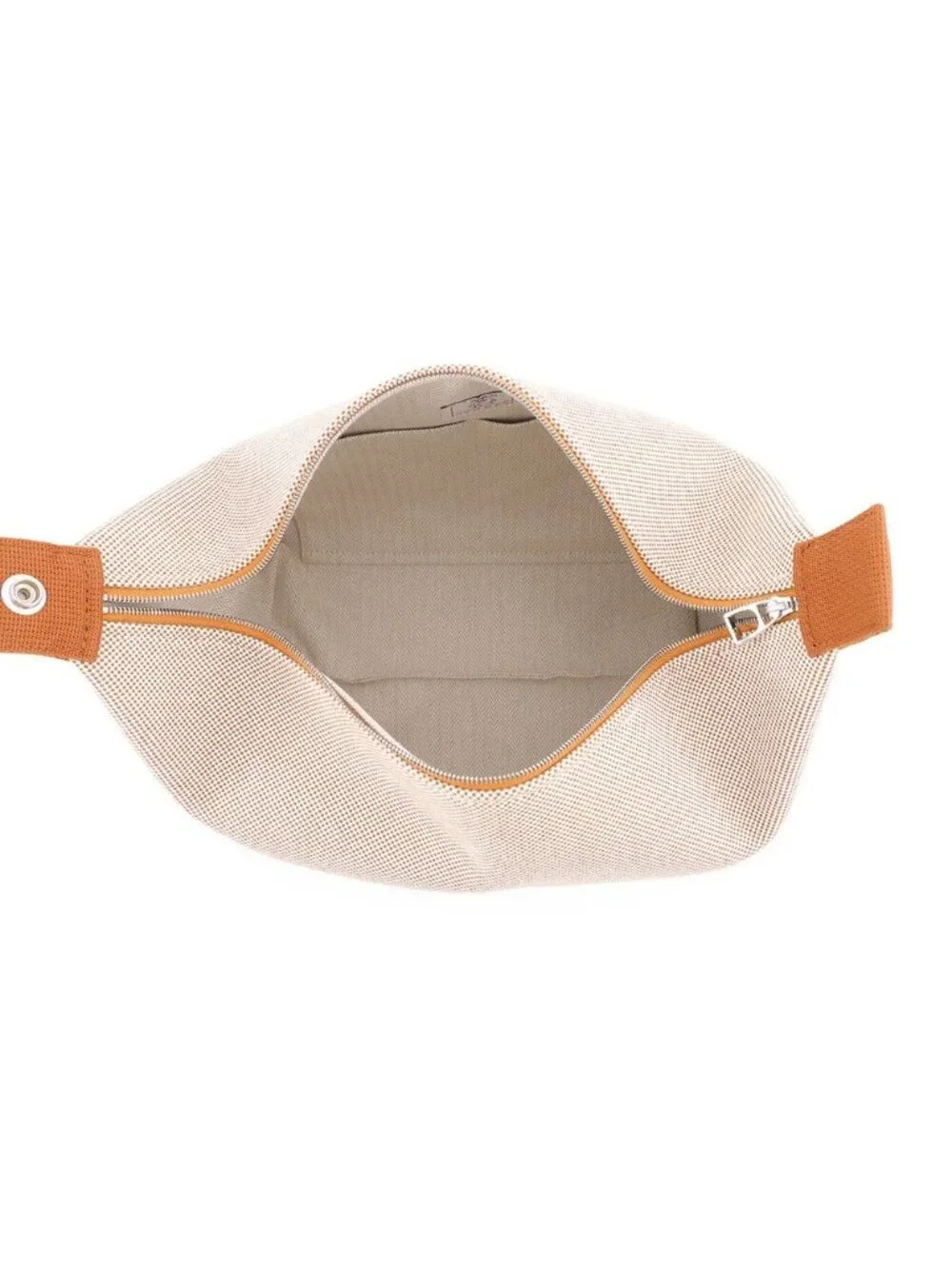 Hermes Pouch Bride-a-Brac GM Cabriole Biscuit Silver Canvas